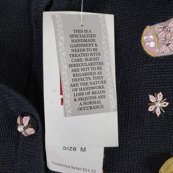 BP Design Sweater Cardigan Womens Black Knit Size Medium M Christmas New - Picture 8 of 9